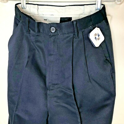 #ad Men#x27;s Microfiber Pleated Front Stretch Waist Dress Pant Navy 2674 Unhemmed New $13.99