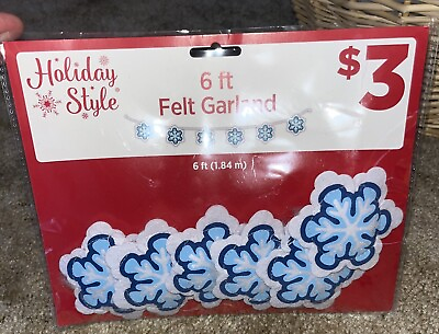 #ad 6 Feet Christmas Holiday Snowflake Garland $0.99