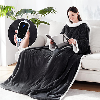 #ad SEALY Electric Blanket Wearable with Foot Pocket Electric Snuggle Blanket with $154.99