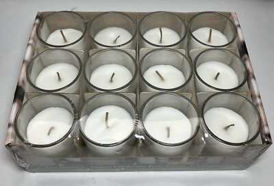 #ad Set of 12 New Ivory Unscented Glass Filled Votive Candles Wedding showers Party $14.99