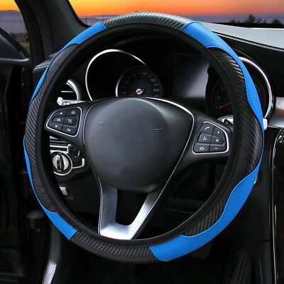 #ad Blue Microfiber Leather Car Steering Wheel Cover Protector Accessories 15quot; 38cm $12.99