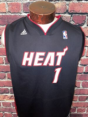 #ad Adidas Mens XL Extra Large Miami Heat Bosh #1 Jersey Black White $71.98