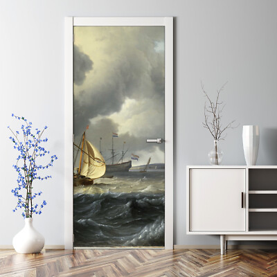 #ad The Merchant Shipping design vintage decor Self adhesive Door Decal Wallpaper $66.95