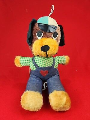 #ad Vintage Carnival Fair Prize Plush Dog in Overalls by DAN BRECHNER N.Y. $12.99