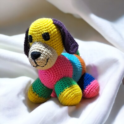#ad Amigurumi Crochet Dog Soft plush safety Toy Multicoloured 9x9 $10.18