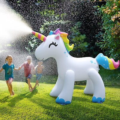 #ad AQUAJOY Unicorn Family Sprinkler Water Toys Inflatable Outdoor Yard Sprinkler $29.95