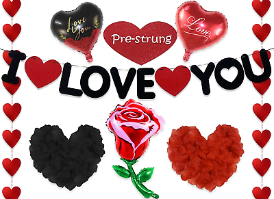 #ad Valentines Day Decoration Valentines Day Banner Glitter I Love You Valentines $9.98