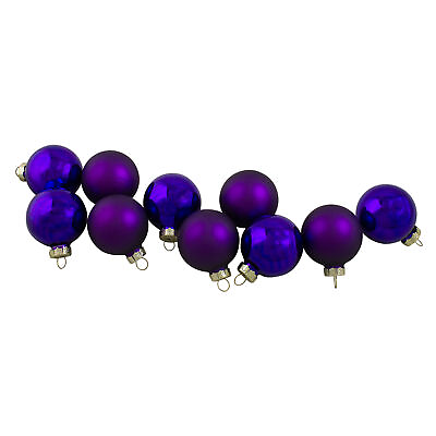 #ad Northlight 10 Shiny Matte Purple Glass Ball Christmas Ornament Set 1.5quot; 45mm $14.49