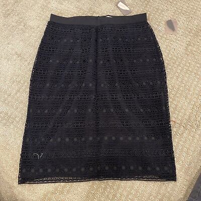 #ad NWT Forever 21 Skirt Pencil Large Lace Black $15.05