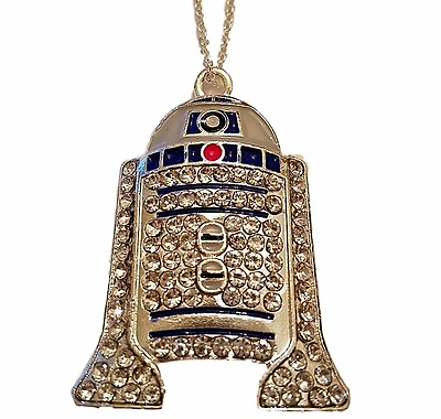 #ad Star Wars R2D2 Rhinestone Pendant Necklace with 16quot; Chain $8.99