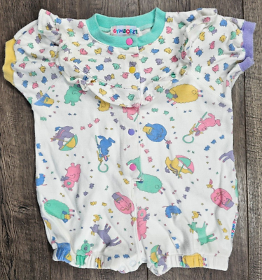 #ad Baby Girl Clothes Vintage Gymboree Rainbow Tag Infant Farm Romper Outfit $32.99