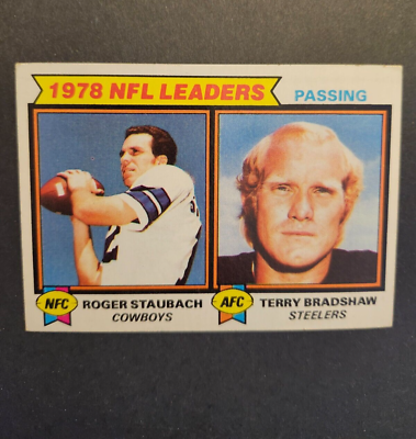 #ad 1979 Topps #1 1978 NFL Leaders: Passing Roger Staubach Terry Bradshaw $4.99