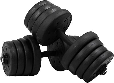 #ad 66 LB Weight Dumbbell Set Adjustable Cap Gym Home Barbell Plates Body Workout $50.34