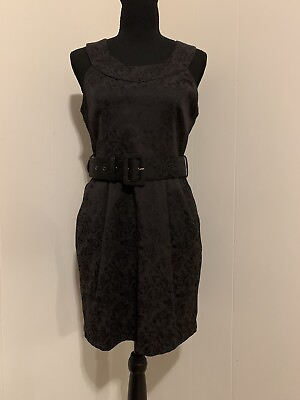 #ad Twenty One Womens Floral Black Belted Sheath Mini Dress Size Small S $9.95