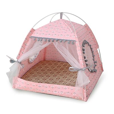 #ad Cat Princess Indoor Tent House Pet Dog Cute Floral Cave Nest Bed Portable Dog... $28.65