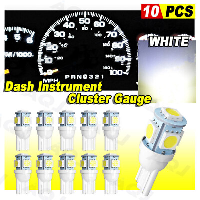 #ad 10x white T10 194 LED Bulbs for Instrument Panel Gauge Cluster Dash Light $14.39
