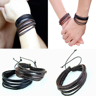 #ad Hand woven Multilayer Rope Bracelet Men#x27;s Women Wristband Bangle Jewelry $1.39