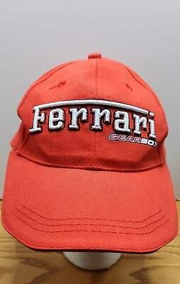 #ad Official Ferrari GearBox Hat Baseball Cap Red Adjustable 100 percent Cotton $11.99