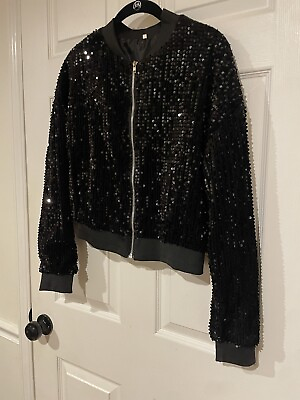 #ad Sparkle Sequin Black Jacket Size Medium Women’s $25.00