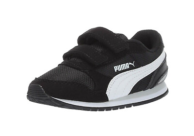 #ad PUMA Runner Straps Mesh Suede Black V2 Big Kids Children Girls Boys Shoes $35.00