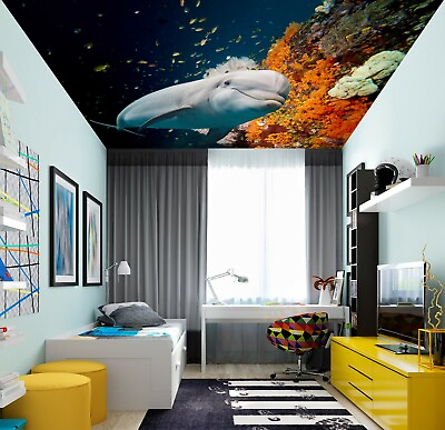 #ad 3D Ocean Beluga NA3666 Ceiling WallPaper Murals Wall Print Decal AJ US Fay $76.99