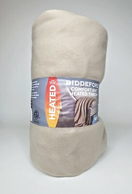 #ad Biddeford HEATED THROW BLANKET Comfort Knit Electric Fleece Soft 50 x 62 Tan $39.99