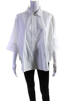 #ad Phisique Du Role Womens Half Button Collared Oversized Shirt White Cotton Size 2 $64.65