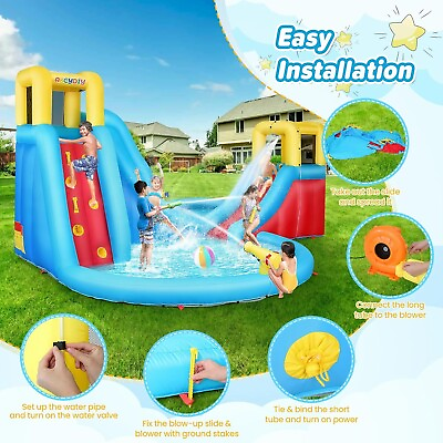#ad Inflatable Bounce House Slide Bouncer Commercial with 520W Blower amp;Water Cannons $358.99