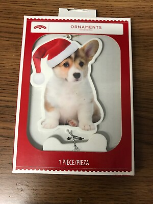 #ad Holiday Time Christmas Corgi Dog Ornament W writable Bone $2.49