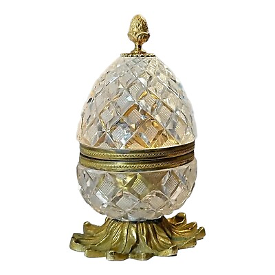 #ad French Deposé Diamond Cut Clear Crystal Pineapple 1940s Evans USA Table Lighter $260.00