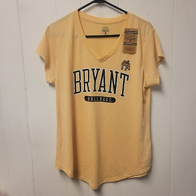 #ad Bryant University Bulldogs Womens Large 12 14 T Shirt Black N Gold Rhode Island $9.95