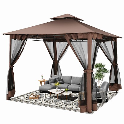 #ad Gazebo 10x10ft Outdoor Canopy Backyard Patio Tent Double Roof Mosquito Netting $166.99