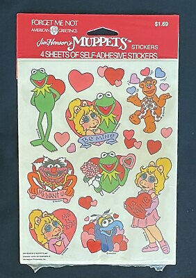 #ad Vintage American Greetings Valentine Themed Muppets Stickers 4 Sheets SEALED $6.00