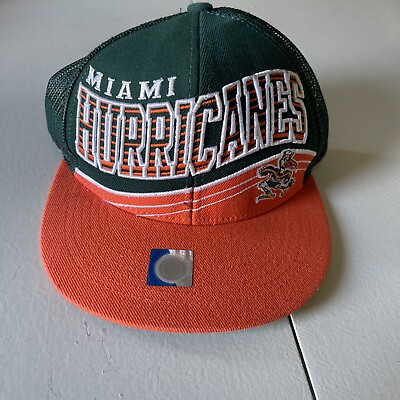 #ad Miami Hurricanes Hat Spell Out Green Orange Mascot Embroidered SnapBack Trucker $15.00