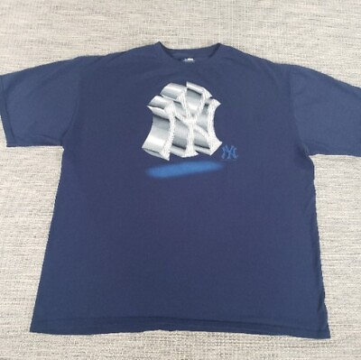 #ad New York Yankees Mens XL T Shirt Blue MLB Baseball Logo Sports $10.49