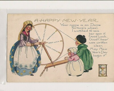 #ad Antique New Year Greeting Postcard Lot of 4 1909 1915 $7.00