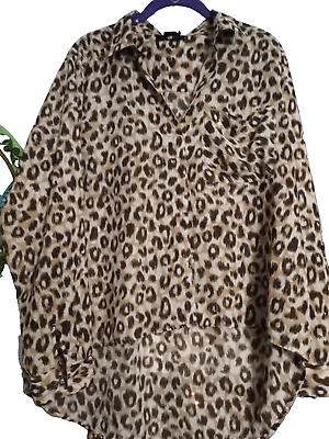 #ad #ad Womens Leopard Print Pull On Blouse Size Large Longer in Back $10.98