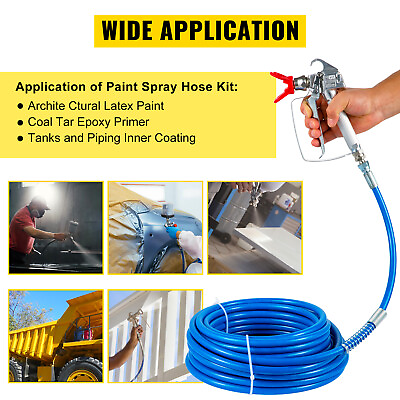 #ad New Airless Paint Spray Hose Kit 50ft 1 4quot; Swivel Joint 3600psi with 517 Tip USA $42.99