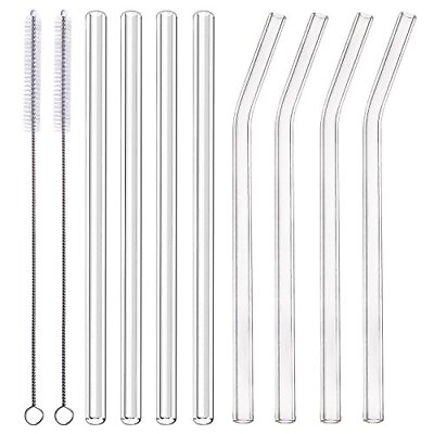 #ad Glass Smoothie Straws 10 X 10 Mm Long Reusable Clear Drinking Straws Pack Of 8 $10.62
