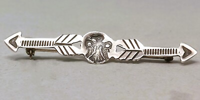 #ad Vintage Navajo Sterling Silver Pin Brooch with Arrows amp; Thunderbird $132.50