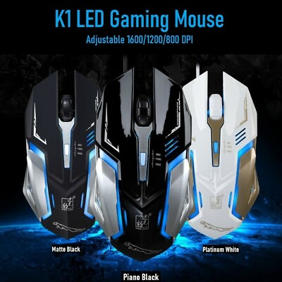 #ad Gaming Mouse LED Breathing Fire 4 Button Silent USB Wired 1600 DPI Laptop PC USA $6.07