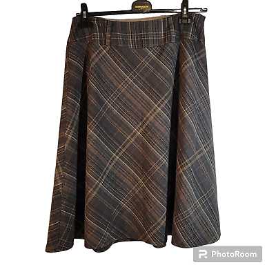 #ad East 5th Skirt Womens 12 Brown Plaid Knee Length Side Zip Lined $19.98