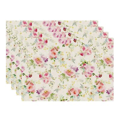 #ad Watercolor Flowers Spring Summer Seasons Placemats Set of 4 Cloth Table Mats ... $18.85
