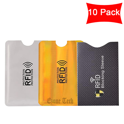 #ad 10x RFID Blocking Sleeves Credit Card Protector Holders Theft Protection Secure $3.78