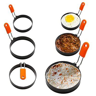 #ad 6pcs Omelet Maker Egg Maker Egg Rings for Frying Eggs Burger Holder Pancakes ... $25.47