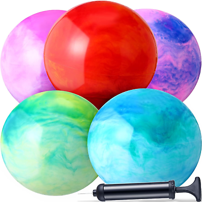 #ad 18 Inch Fun Bouncy Balls 5 Pcs Rubber Inflatable Kick Ball Bouncing Sensory Ball $37.86
