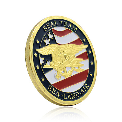 #ad Sea Land Air Gold Coin US Seal Team Commemorative Medal Collectibles Gold Plated $3.61