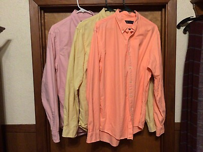 #ad Ralph Louren lot long sleeve button up Polo shirt pink orange and yellow XL $49.95