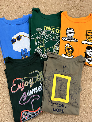 #ad Lot 5 Boys Kids Large Graphic T shirts Gamer Halloween National Geographic Gap $24.99