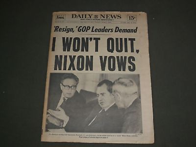 #ad 1974 AUGUST 7 NEW YORK DAILY NEWS NIXON VOWS HE WON#x27;T QUIT NP 3043 $60.00